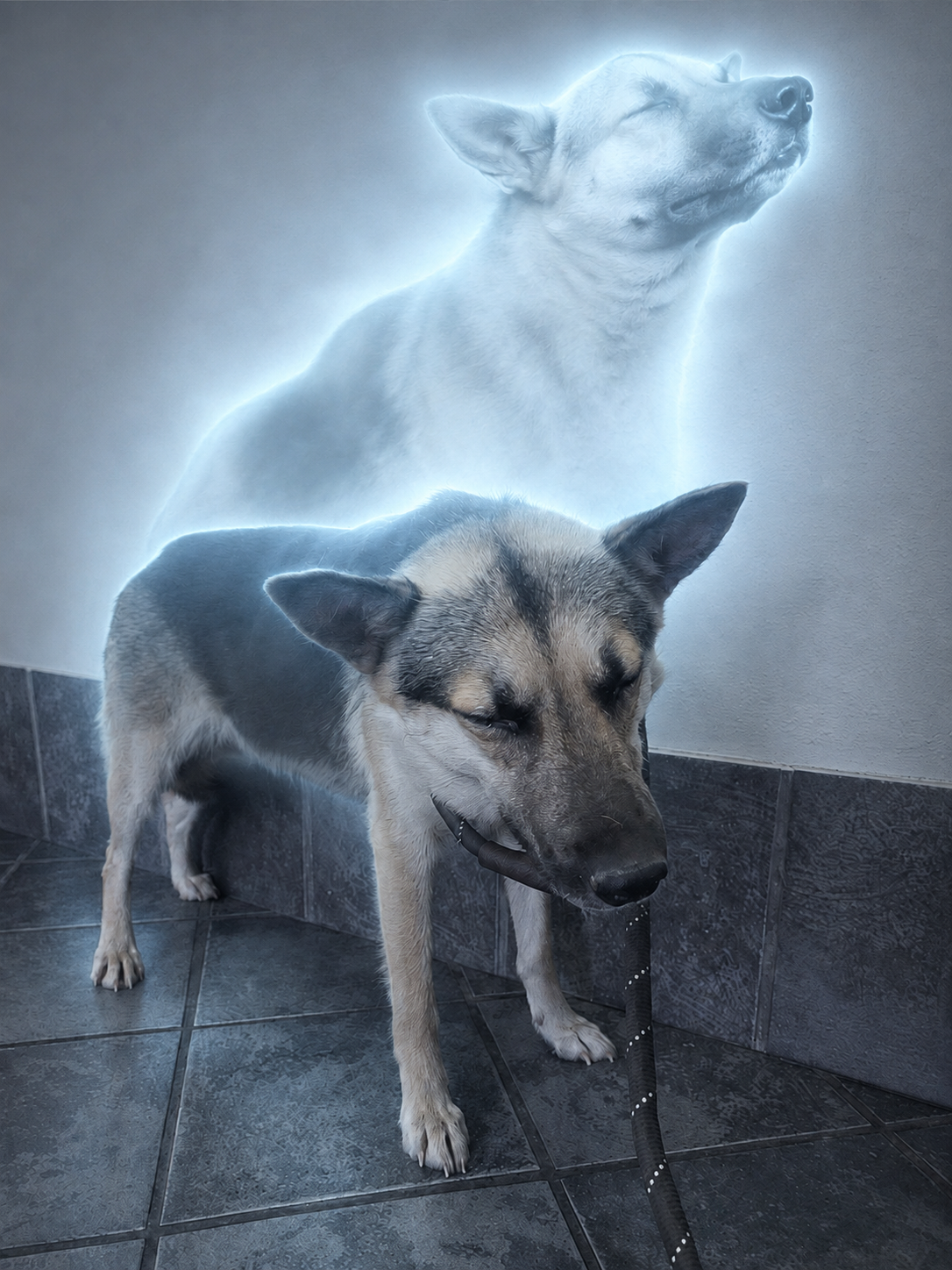 Sasha, a rescued dog recovering after testing positive for distemper
